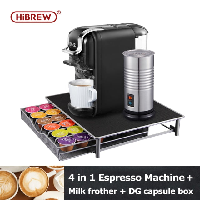 HiBREW 4 in 1 Multiple Capsule Machine and Milk Frother Combo, Black & –  Coffee Supplies USA
